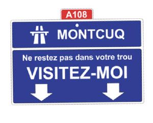 Plaque de Porte Autoroute Montcuq